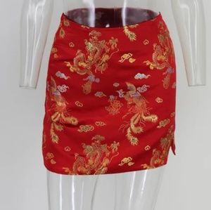 Chinese pattern mini skirt